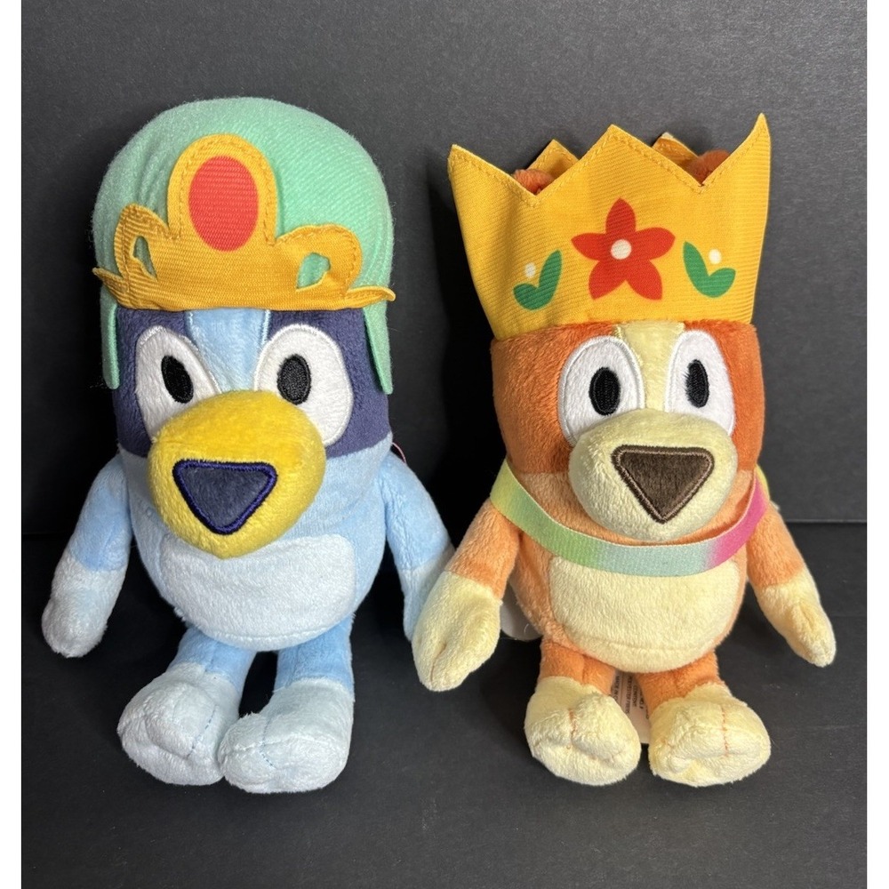Bluey & Friends Plush Toys King Bluey & Queen Bingo Blue Heeler Dog Disney